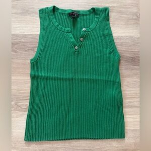 Green Sleeveless Ribbed Top